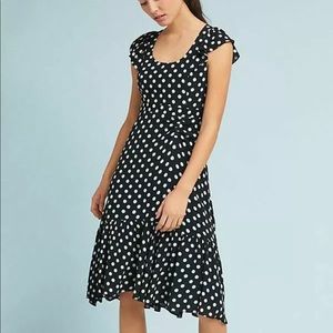 Anthropologie Gathered Polka Dot Dress by Maeve